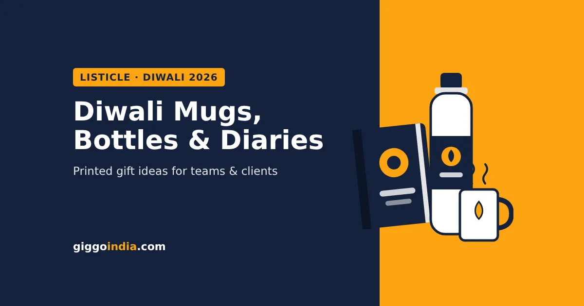 Custom printed bottles India Diwali gifting cover showing a printed mug, steel bottle and diary